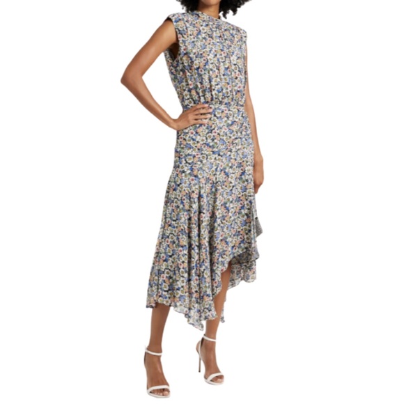 VERONICA BEARD Anuli Silk Dress - Black Floral Print - Picture 3 of 14